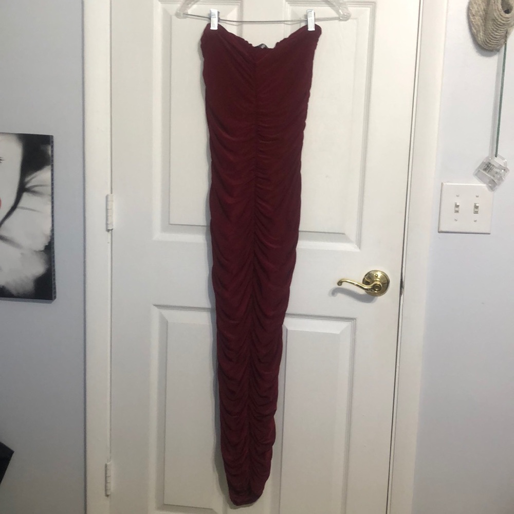 Scarlet bandeau ruched dress